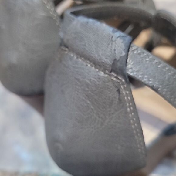 Grey Strappy Studded Wedge - Picture 8 of 11